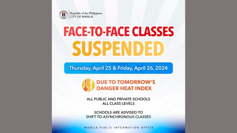 F2F Classes sa lungsod ng Maynila suspendido na hanggang Apr. 26
