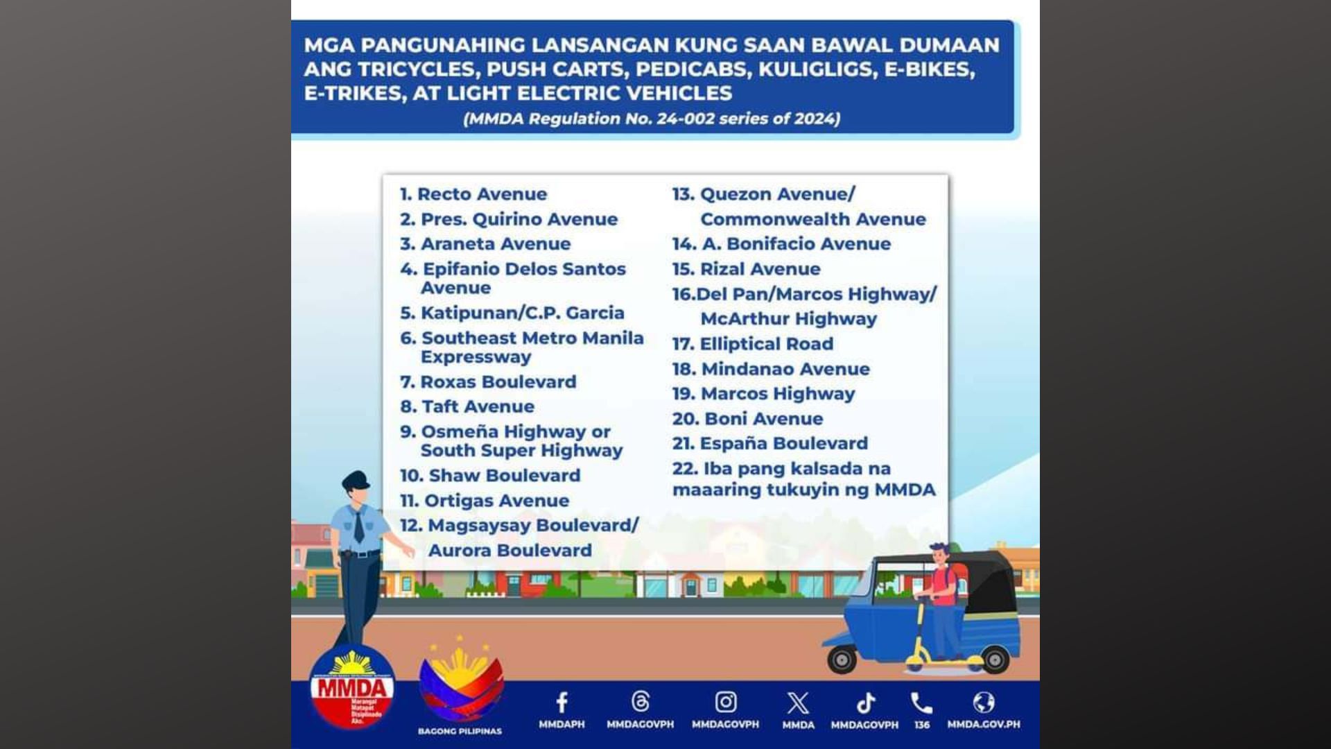 Ban sa tricycle, push carts, pedicab, e-trike at iba pa, ipatutupad na simula Apr. 15