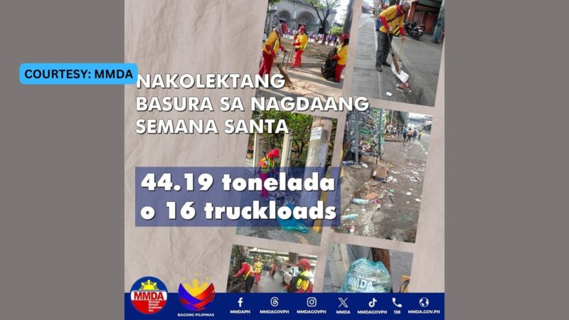16 truckloads ng basura nakulekta sa Metro Manila noong nagdaang Semana Santa