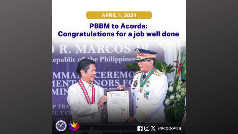 Retired PNP chief Acorda binati at pinasalamatan ni Pangulong Marcos