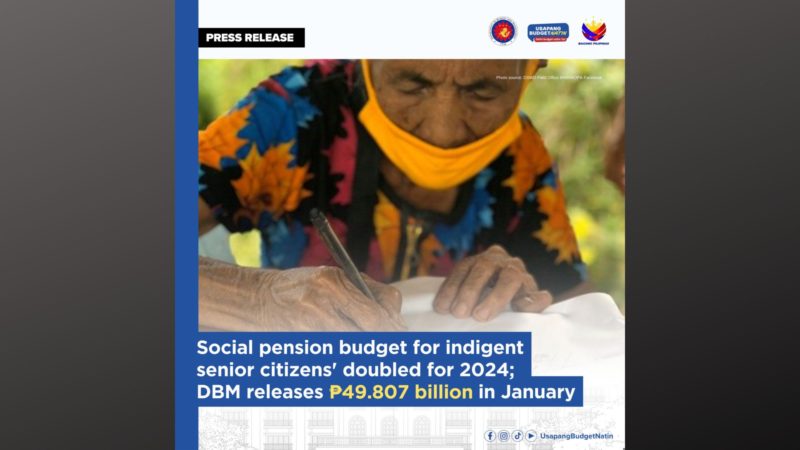 Budget sa Social Pension ng mga indigent senior citizens, dumoble ngayong 2024