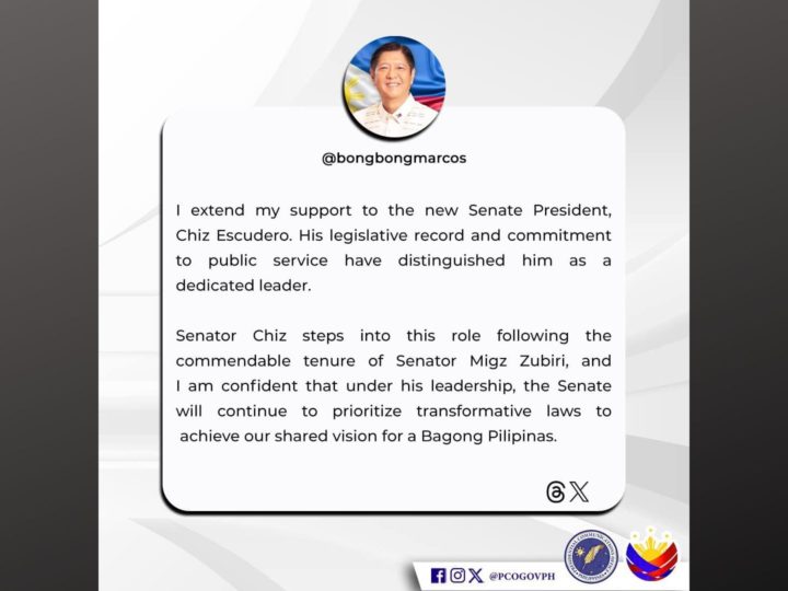 Pang. Marcos binati si Senator Chiz Escudero matapos manumpa bilang bagong Senate president