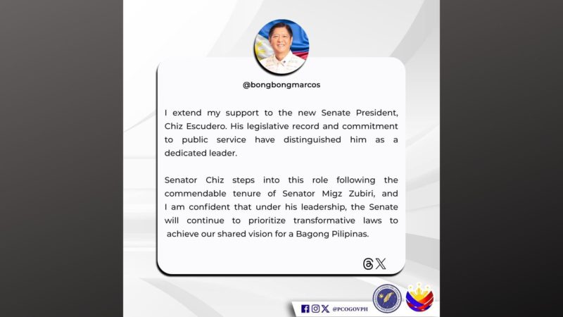 Pang. Marcos binati si Senator Chiz Escudero matapos manumpa bilang bagong Senate president