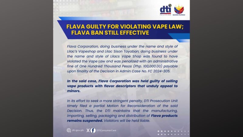 Flava guilty sa paglabag sa Vape Law, nananatiling suspendido