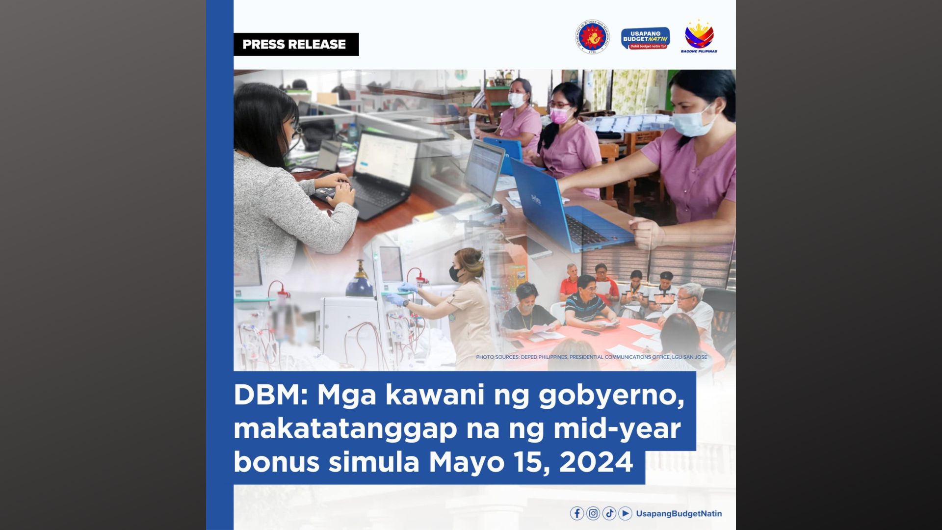 Mid-year bonus ng mga kawani ng gobyerno matatanggap na simula May 15