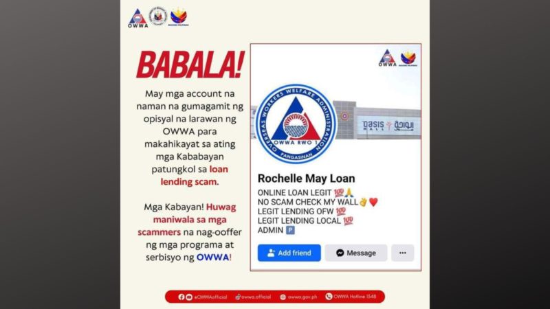 Publiko pinag-iinagt ng OWWA sa loan scam gamit ang logo at pangalan ng ahensiya
