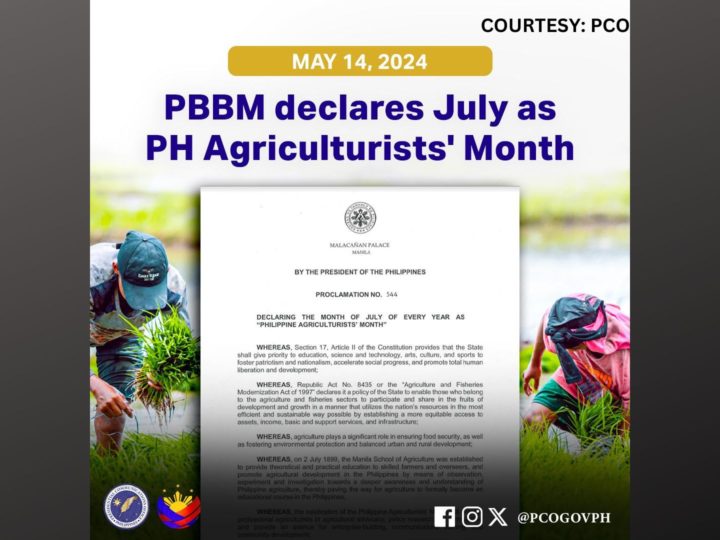 Buwan ng Hulyo kada taon idineklara ni Pang. Marcos bilang Philippine Agriculturists’ Month