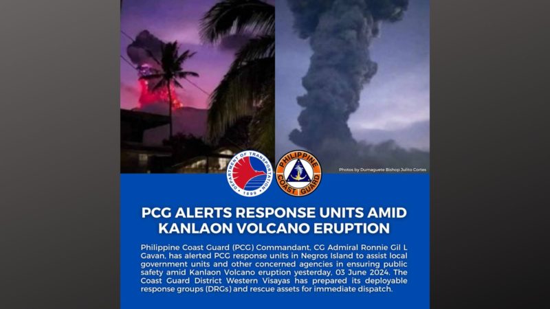 Response units ng Coast Guard sa Negros Island, nakaalerto dahil sa pagputok ng Mt. Kanlaon