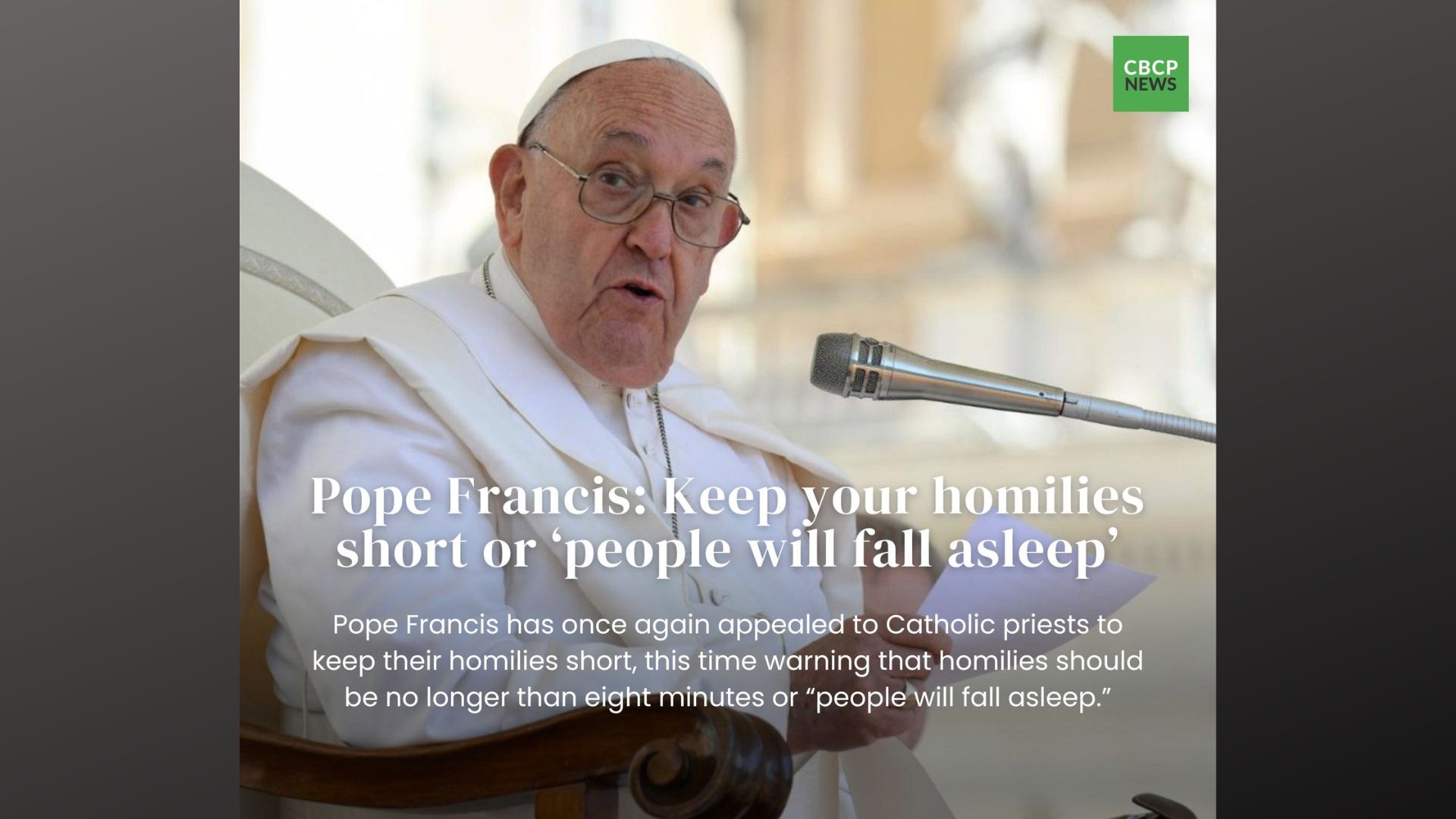 Pope Francis umapela sa mga Pari na iksian lamang ang kanilang homily