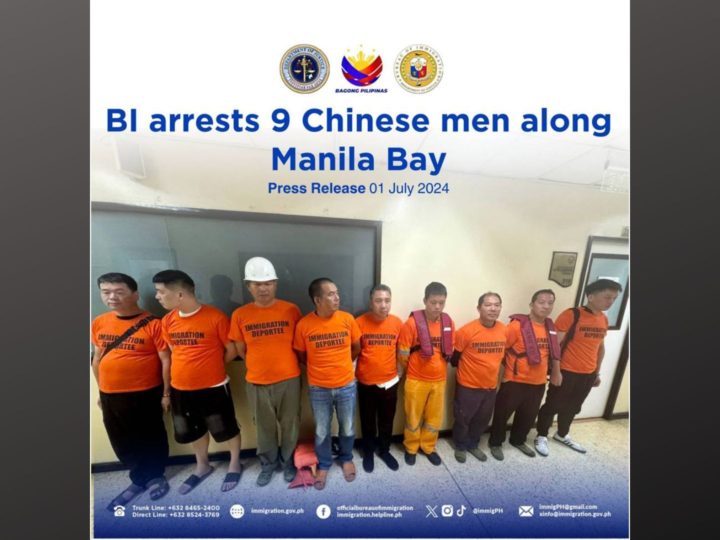 9 na lalaking Chinese naaresto sa kahabaan ng Manila Bay