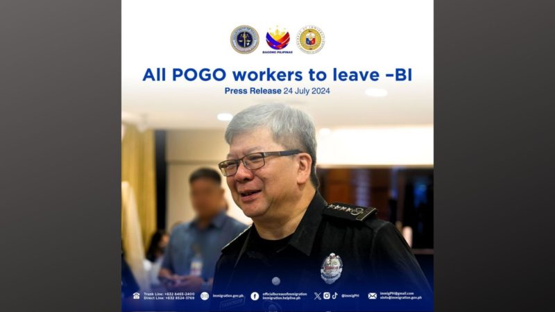 Lahat ng dayuhang POGO at IGL workers kailangang umalis ng bansa sa loob ng 60-araw ayon sa BI