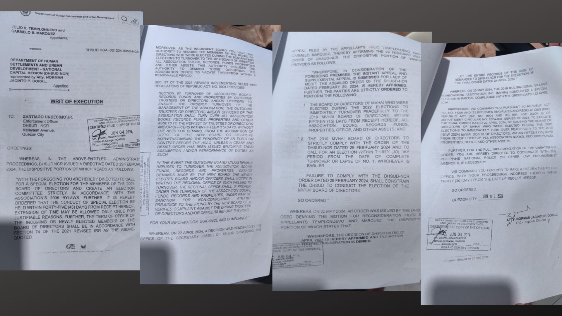 Writ of execution na inisyu ng DHSUD “nawalan ng saysay” sa asosasyon sa isang exclusive village sa Parañaque City