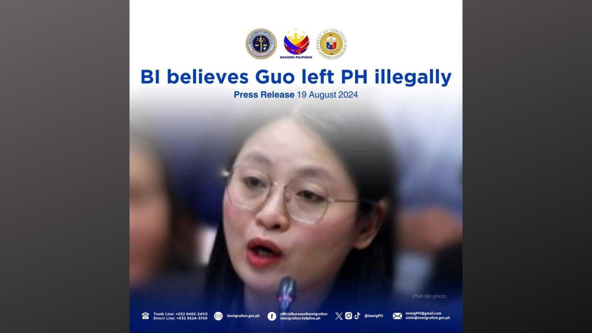 Alice Guo bumiyahe patungong Indonesia ayon sa BI