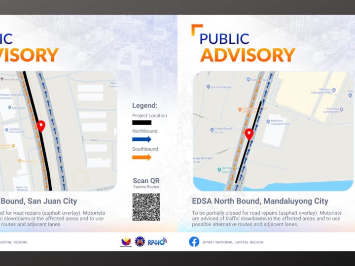 Northbound at Southbound portions na bahagi ng EDSA sasailalim sa road rehab