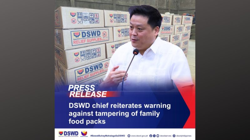 DSWD nagbabalang kakasuhan ang mga sangkot sa repacking at tampering ng Family Food Packs