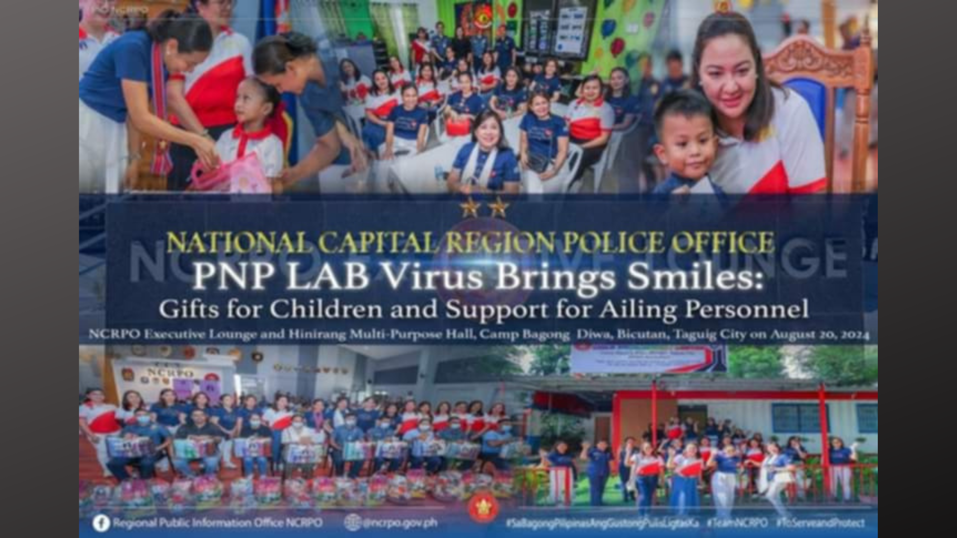 PNP LAB Virus naghandog ng regalo sa mga bata at tulong sa mga maysakit na pulis-NCRPO