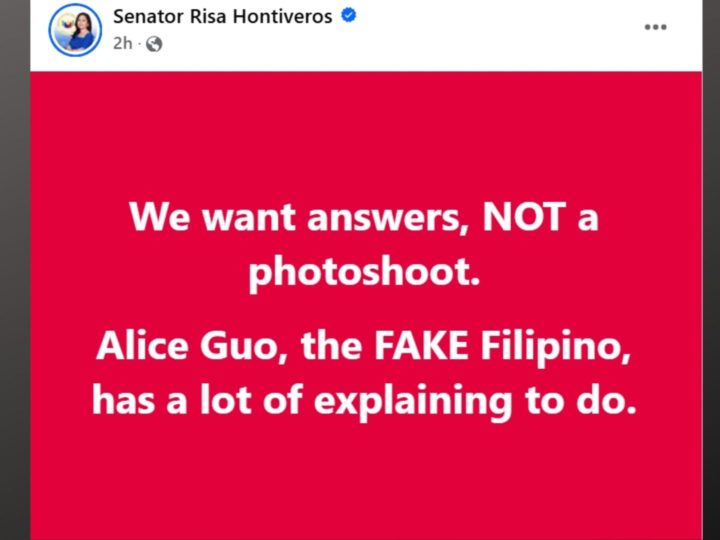 Sen. Hontiveros dismayado sa mistulang pa-fan meet ni Alice Guo