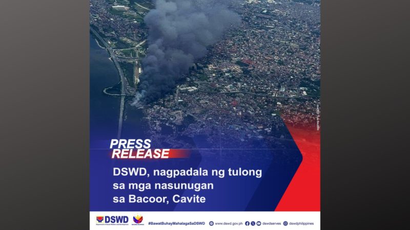 DSWD, nagpadala ng tulong sa mga nasunugan sa Bacoor, Cavite