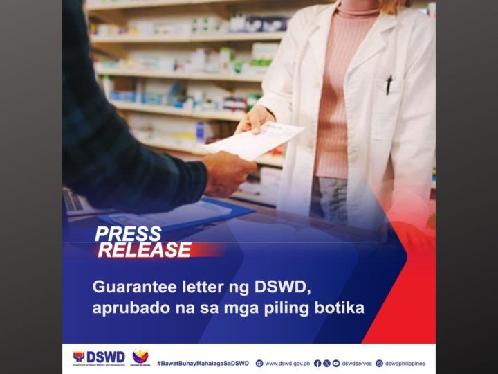 Guarantee letter ng DSWD tatanggapin na sa mga piling botika