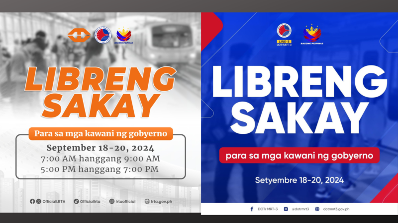 MRT, LRT may Libreng Sakay sa mga kawani ng gobyerno sa paggunita ng Philippine Civil Service Anniversary