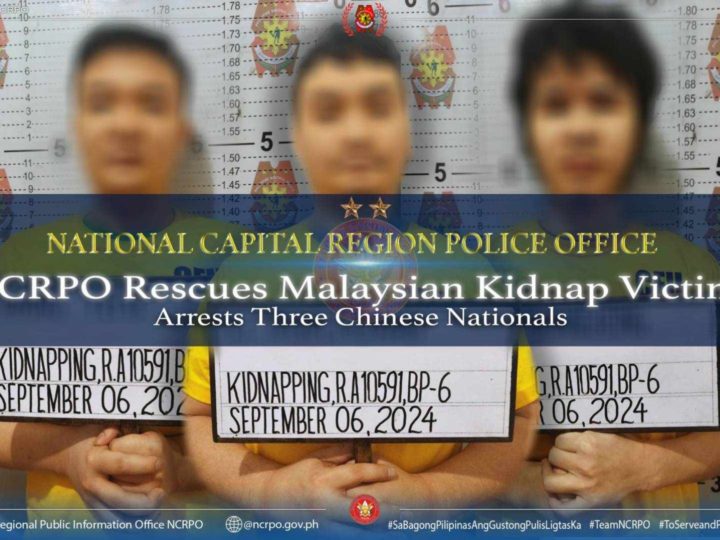 Malaysian kidnapped victim nailigtas; 3 Chinse nationals arestado sa Parañaque City