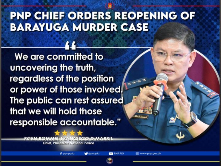 Muling pagbubukas sa “Barayuga murder case” iniutos ng PNP