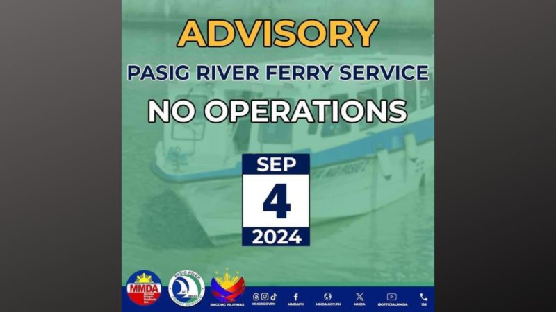 Biyahe ng Pasig River Ferry suspendido ngayong araw