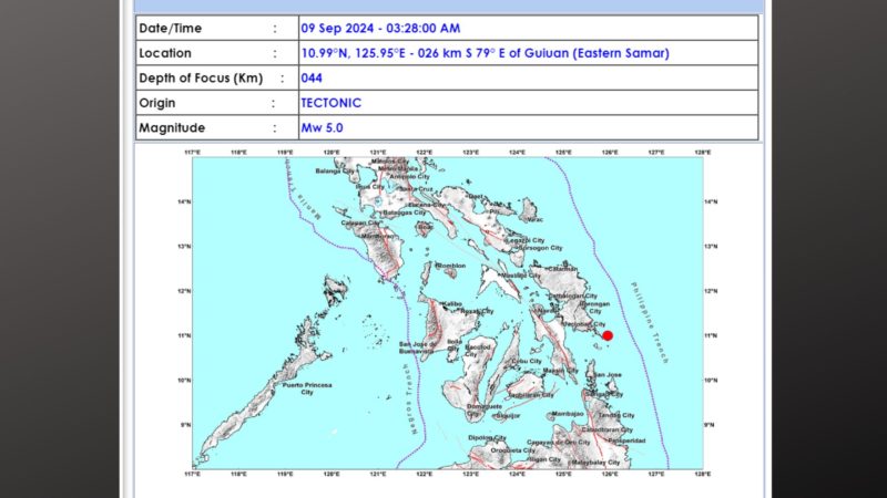 Eastern Samar niyanig ng magnitude 5.0 na lindol