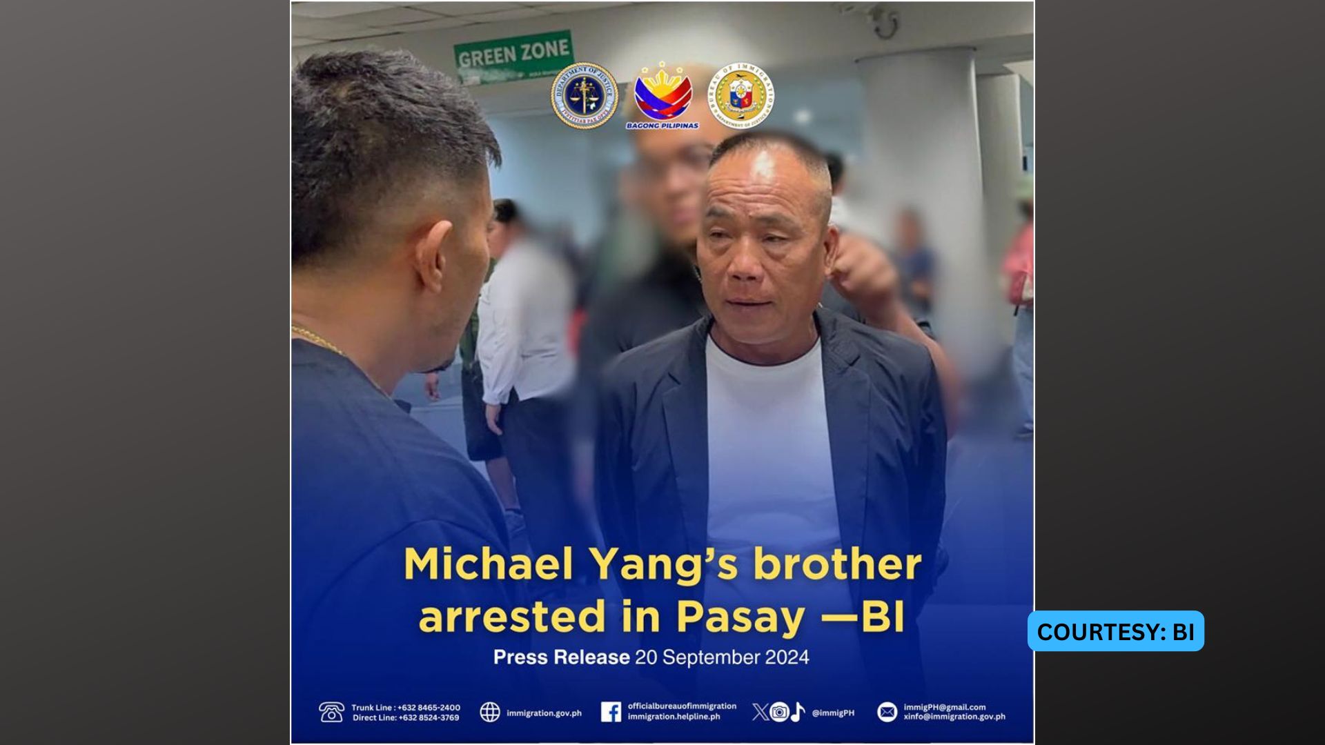 Nakatatandang kapatid ni Michael Yang naaresto sa NAIA