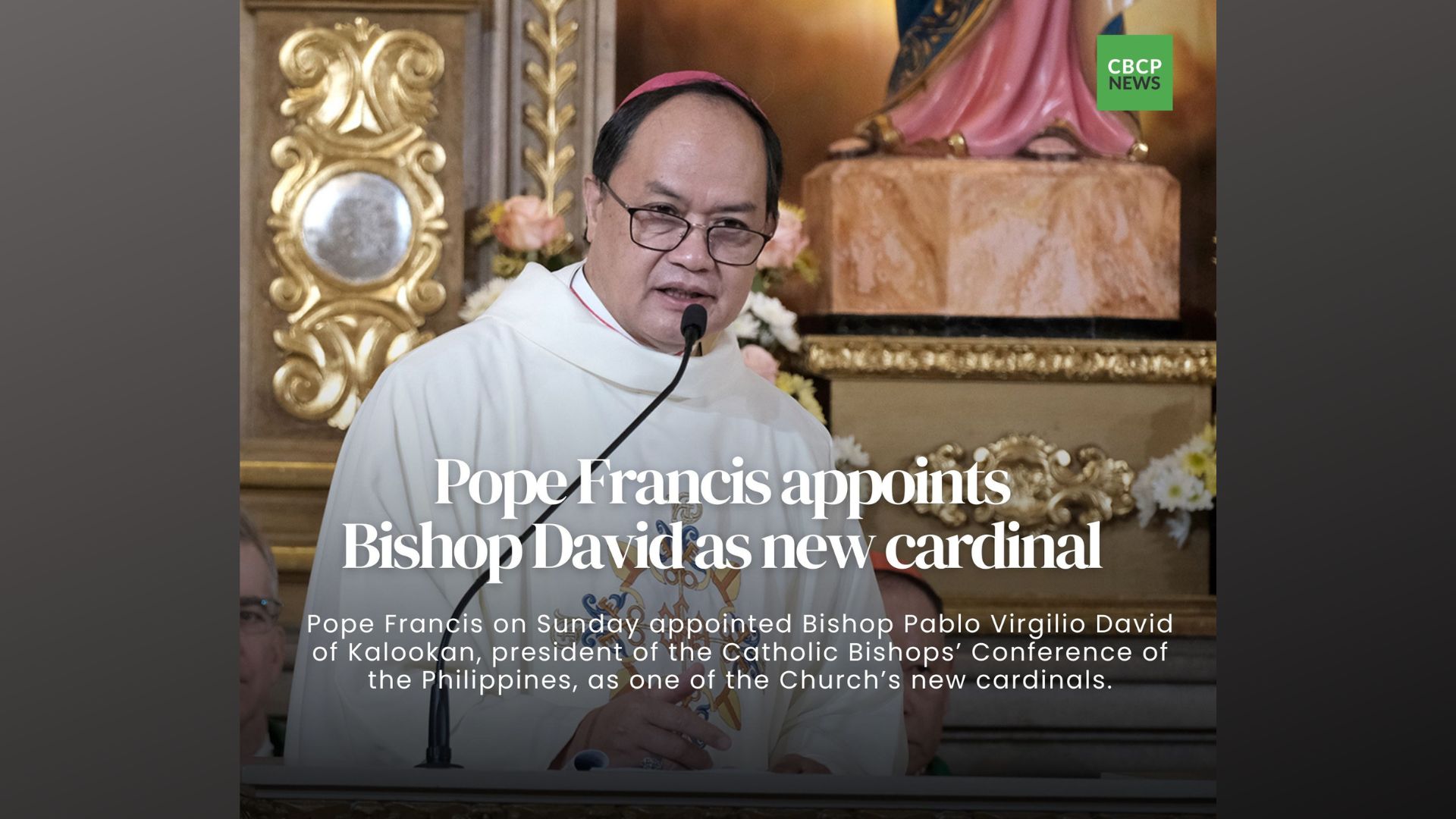 Bishop Pablo Virgilio David itinalaga ni Pope Francis bilang Cardinal