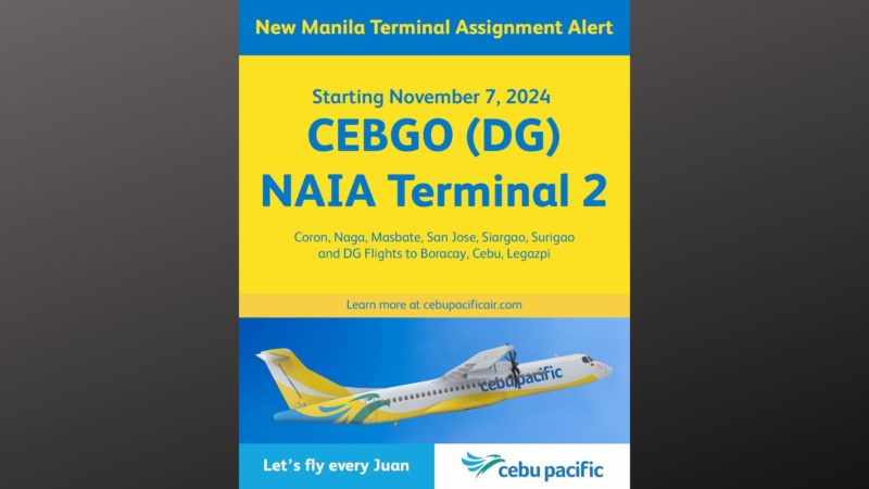 Flights ng Cebgo ililipat sa NAIA T2 simula Nov. 7