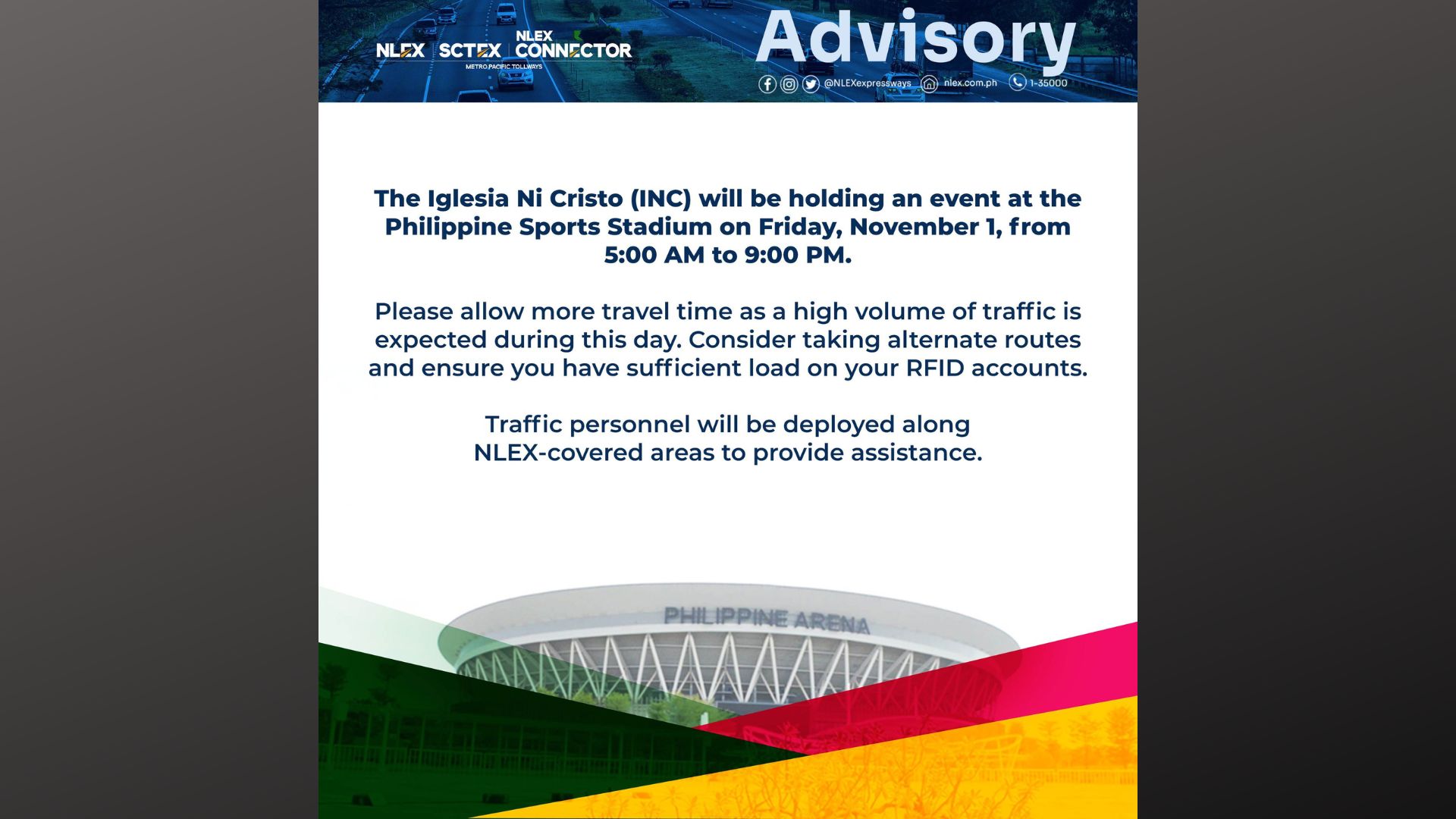 Masikip na daloy ng trapiko asahan sa NLEX sa Biyernes (Nov. 1)