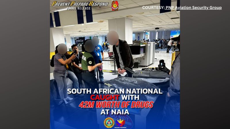 South African arestado matapos mahulihan ngP42M na halaga ng ilegal na droga sa NAIA