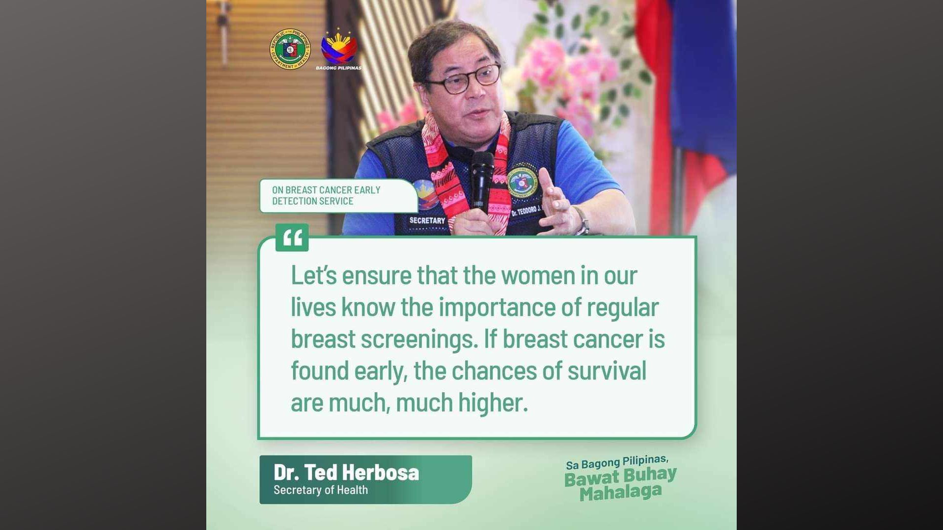 Kampanya sa early screening at detection ng Breast Cancer paiigtingin pa ng DOH