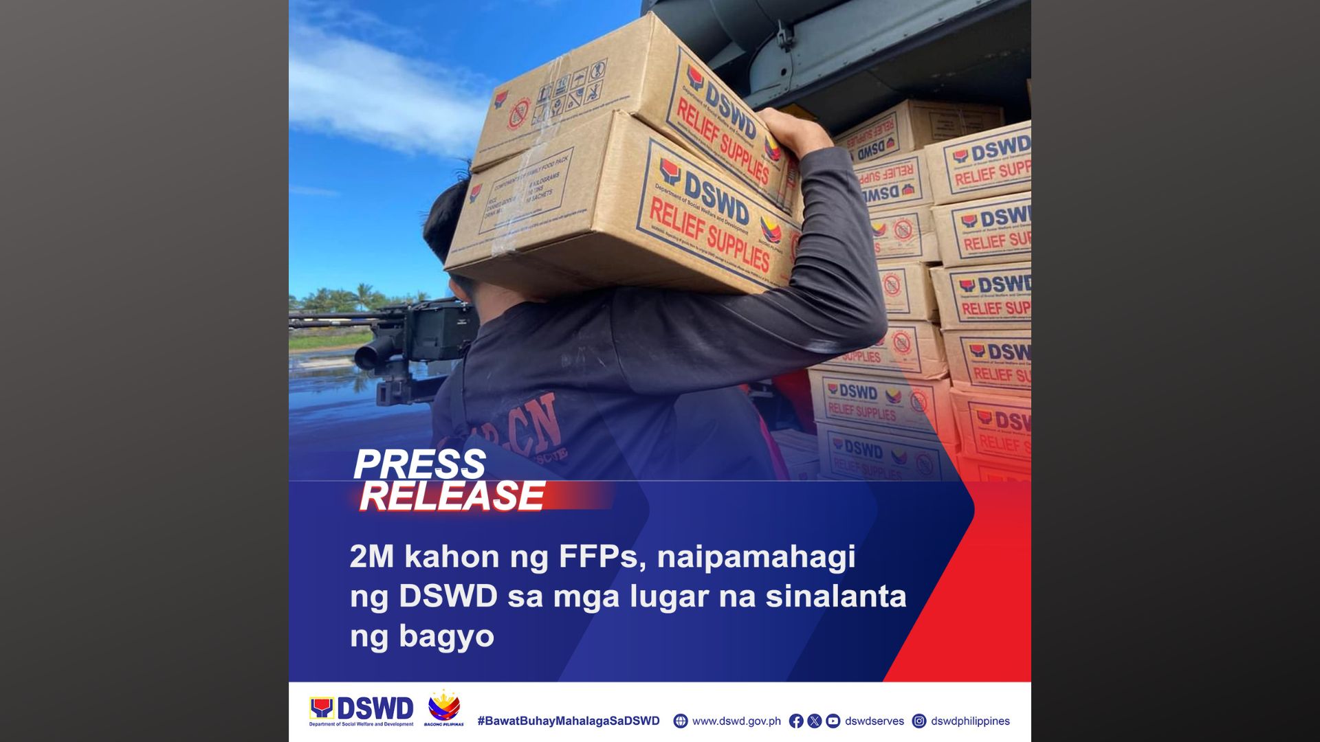 2M Family Food Packs naipamahagi na sa mga lugar na nasalanta ng magkakasunod na bagyo