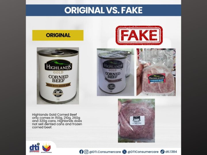 DTI pinag-iingat ang mga consumer sa pekeng Highlands Corned Beef na ibinebenta sa merkado