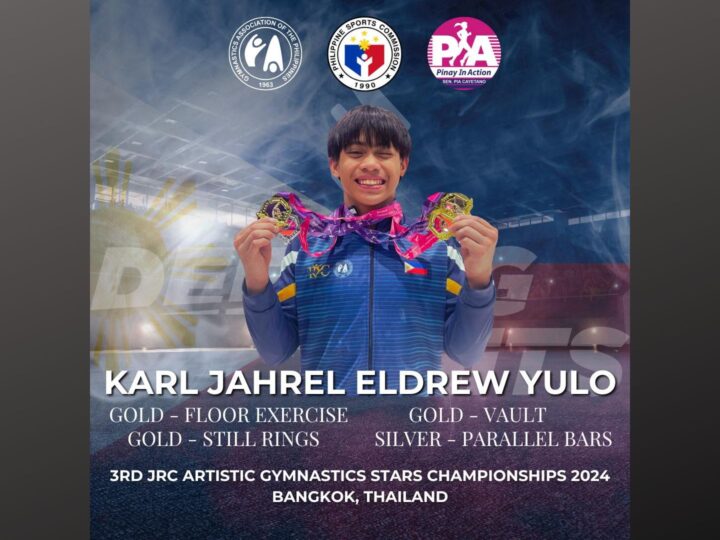 Karl Eldrew Yulo nag-uwi ng tatlong gintong medalya sa JRC Artistic Gymnastics Stars Championships sa Thailand