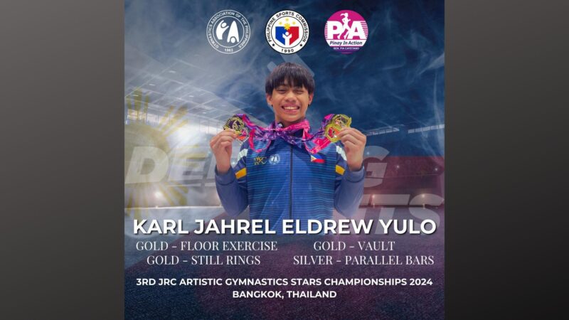 Karl Eldrew Yulo nag-uwi ng tatlong gintong medalya sa JRC Artistic Gymnastics Stars Championships sa Thailand