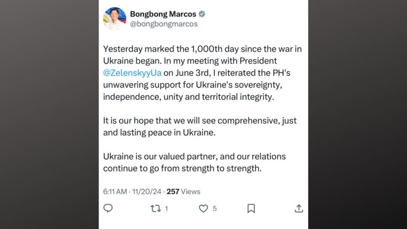 Pangulong Marcos tiniyak ang suporta sa soberanya at kalayaan ng bansang Ukraine