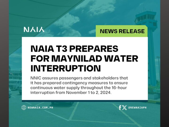 NAIA Terminal 3 apektado ng 16 na oras na water service interruption ng Maynilad