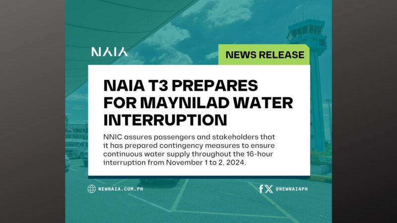 NAIA Terminal 3 apektado ng 16 na oras na water service interruption ng Maynilad