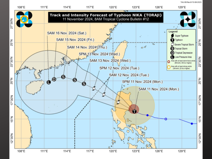 Typhoon Nika lumakas pa, tatama sa kalupaan ng Isabela o Aurora anumang oras