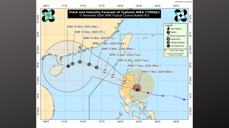 Typhoon Nika lumakas pa, tatama sa kalupaan ng Isabela o Aurora anumang oras