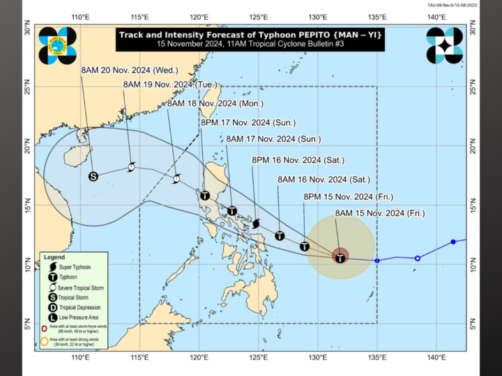 Bagyong Pepito isa ng typhoon; Signal No. 2 nakataas sa bahagi ng Northern Samar at Samar