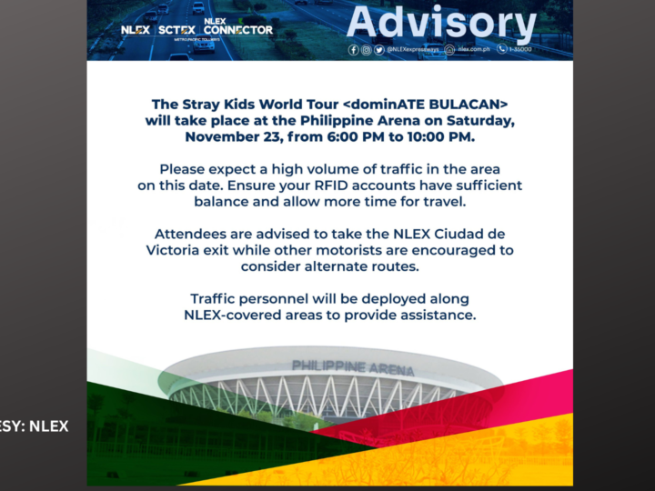 Pagsisikip sa daloy ng traffic sa NLEX aasahan dahil sa idaraos na concert ng Stray Kids