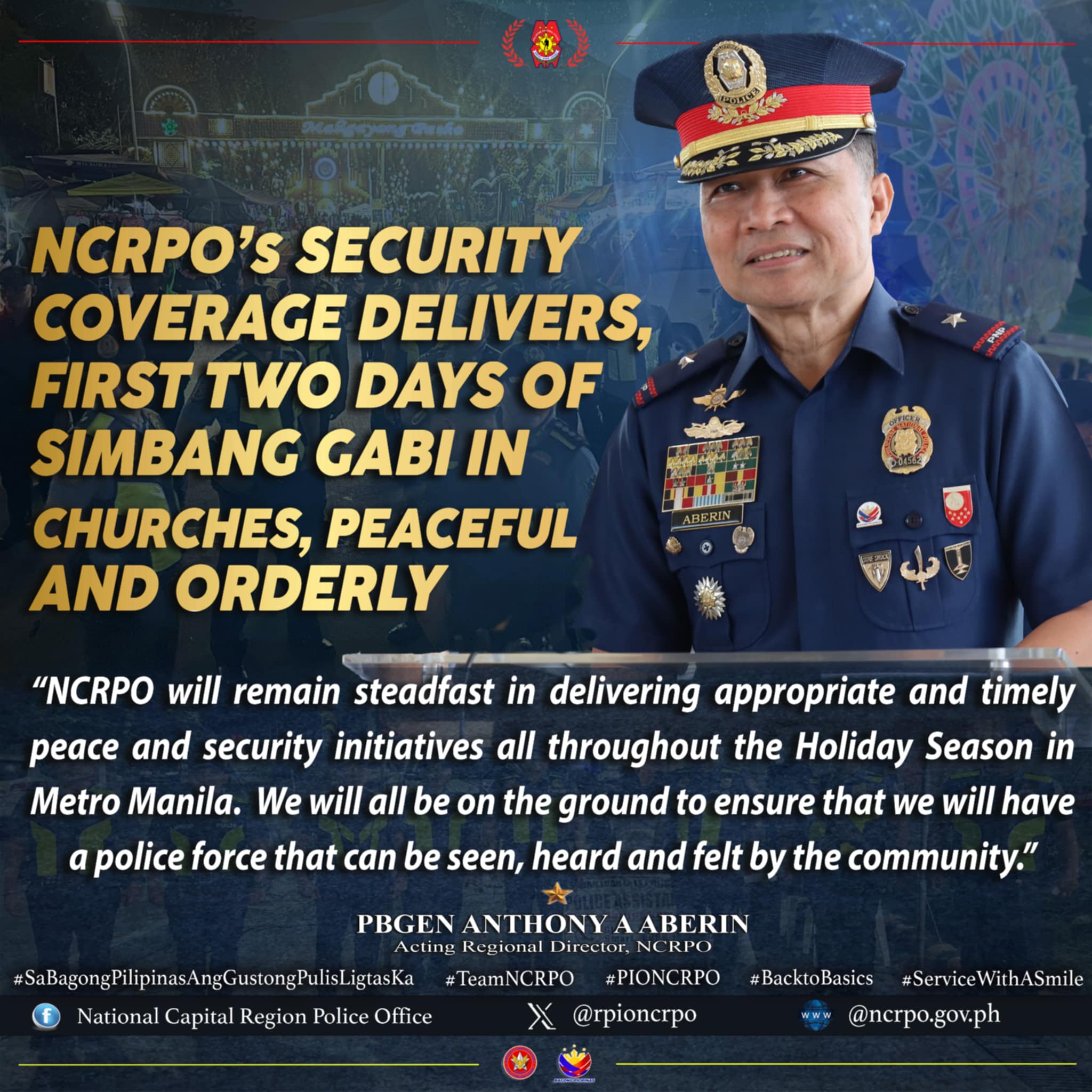 “Simbang Gabi” sa Metro Manila payapa at maayos ayon sa NCRPO