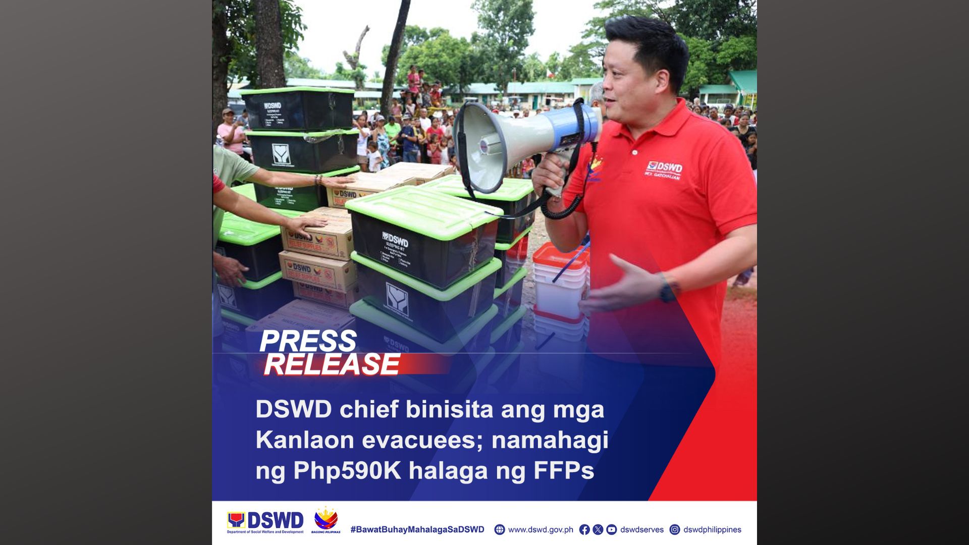 P590K na halaga ng family food packs ipinamahagi ng DSWD sa mga naapektuhan ng pagputok ng Bulkang Kanlaon