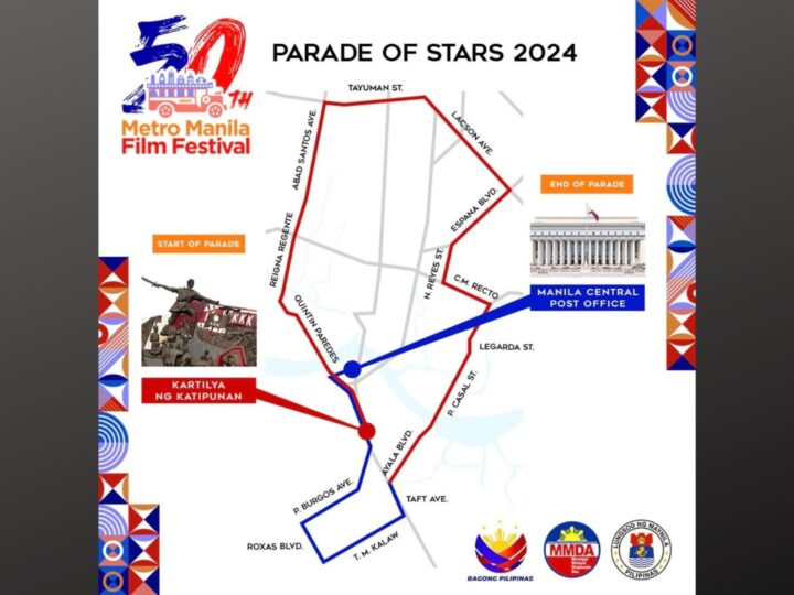 Ruta para sa idaraos na MMFF Parade of Stars inilabas na ng MMDA