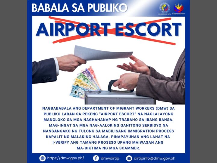 DMW nagbabala sa pekeng ‘airport escort’ na nanloloko ng mga gustong magtrabaho sa ibang bansa