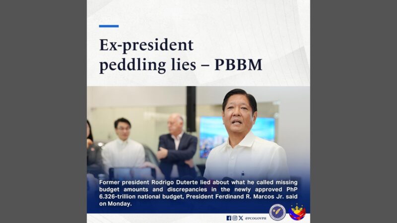 Dating Pangulong Duterte nagsisinungaling sa alegasyon sa 2025 budget ayon kay Pangulong Marcos